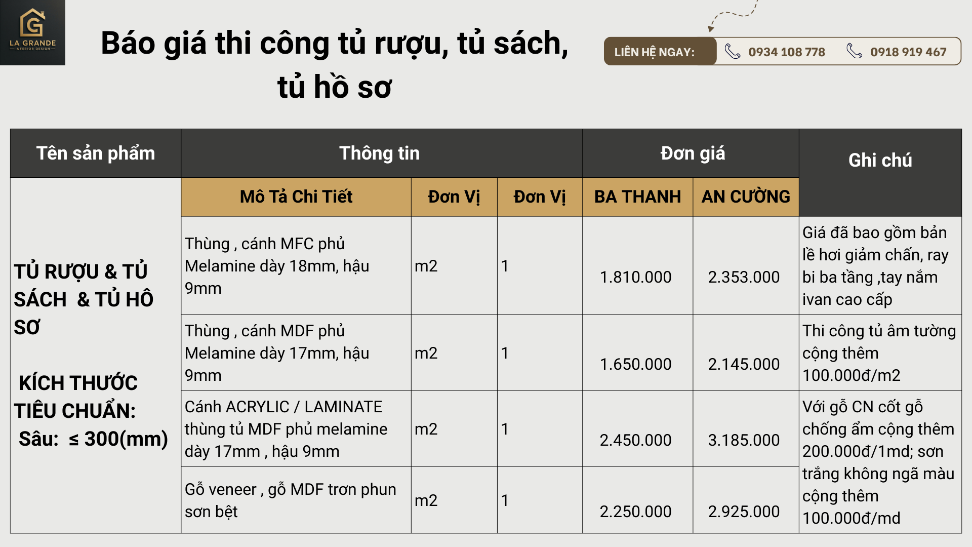Báo giá thi công tủ rượu, tủ sách, tủ hồ sơ